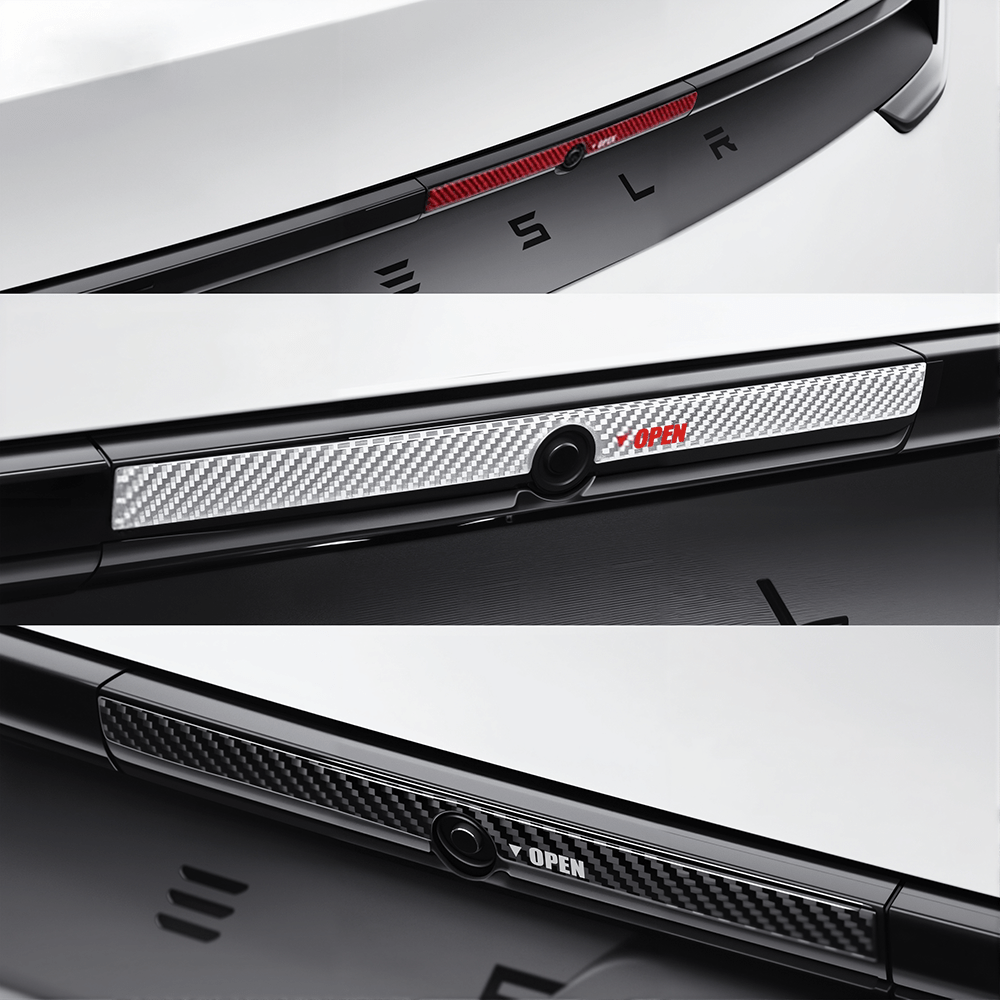 Model Y Juniper Rear Trunk Button Sticker | Flexible Urethane Carbon Fiber